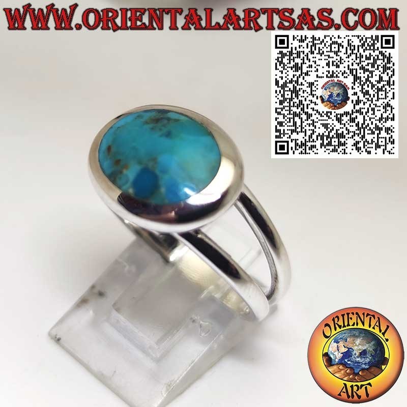 Anillo de Plata con Turquesa Natural de Arizona Ovalada Lateral