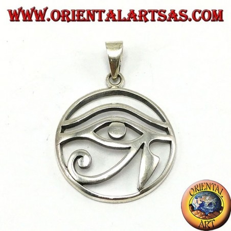Ciondolo in argento,occhio di Horus traforato nel cerchio