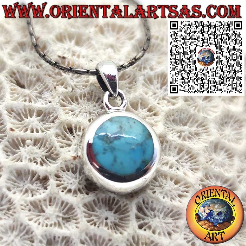 Ciondolo in Argento con Turchese Naturale dell’Arizona Tondo