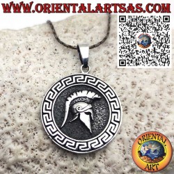 Pendentif médaillon en argent sterling avec casque spartiate