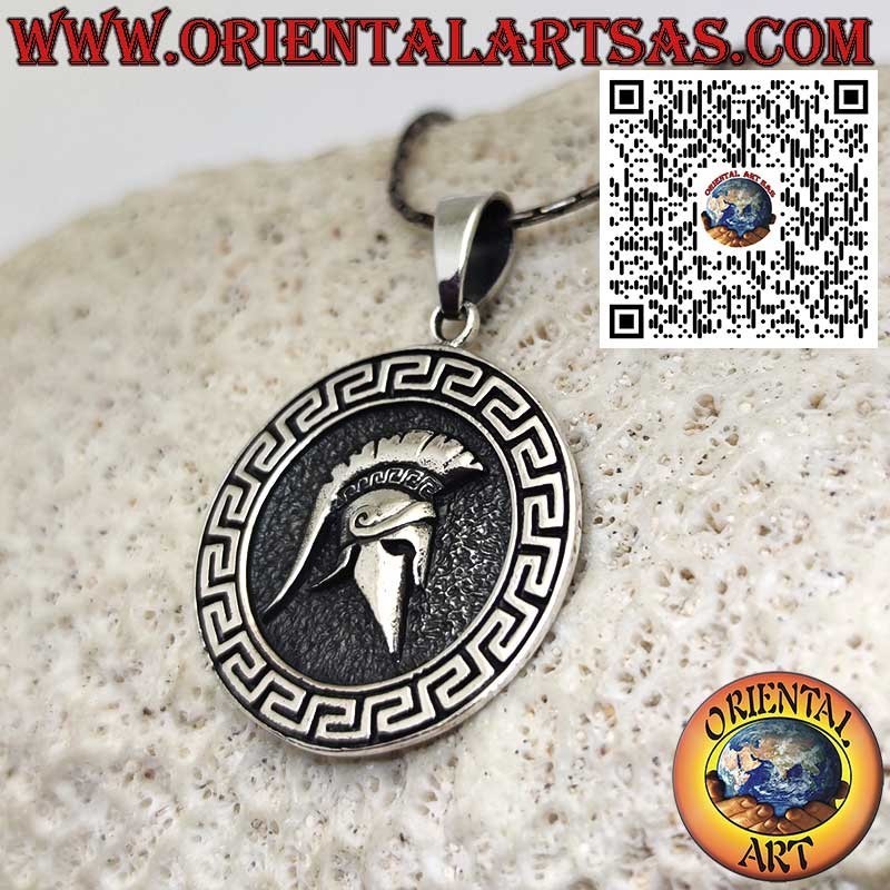 925 Sterling Silver Spartan Helmet Medallion Pendant