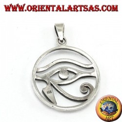 Pendentif argent, oeil de Horus perforé dans le cercle
