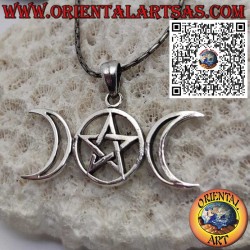 Anhänger aus Silber mit Dreifacher Göttin und Pentagramm