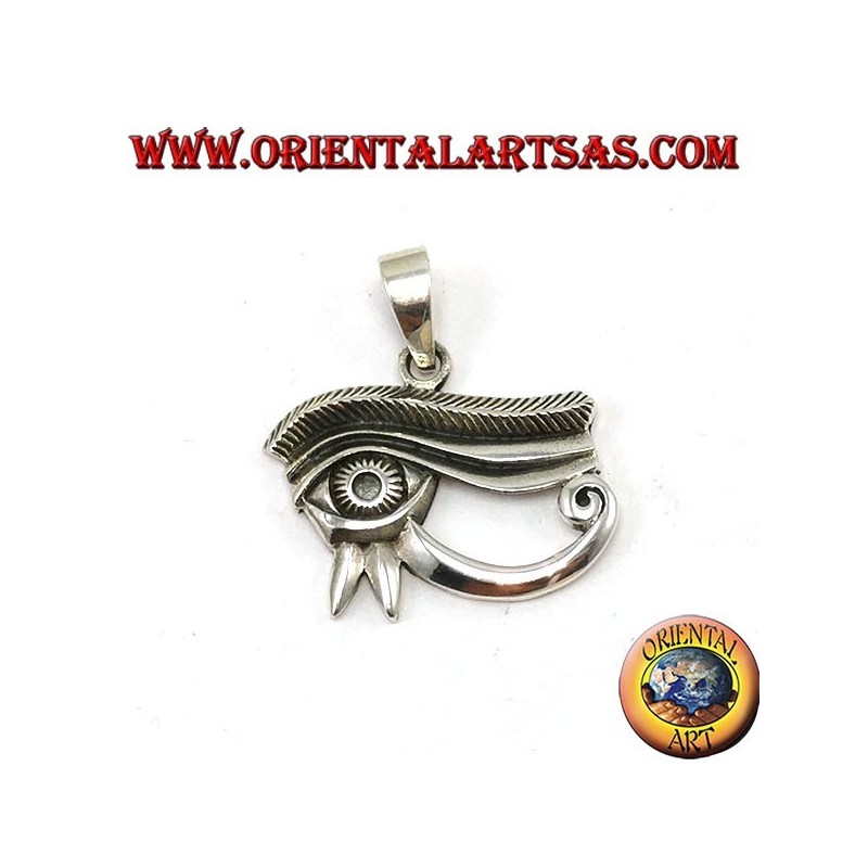 Pendentif argent, Oeil d'Horus percé et incrusté