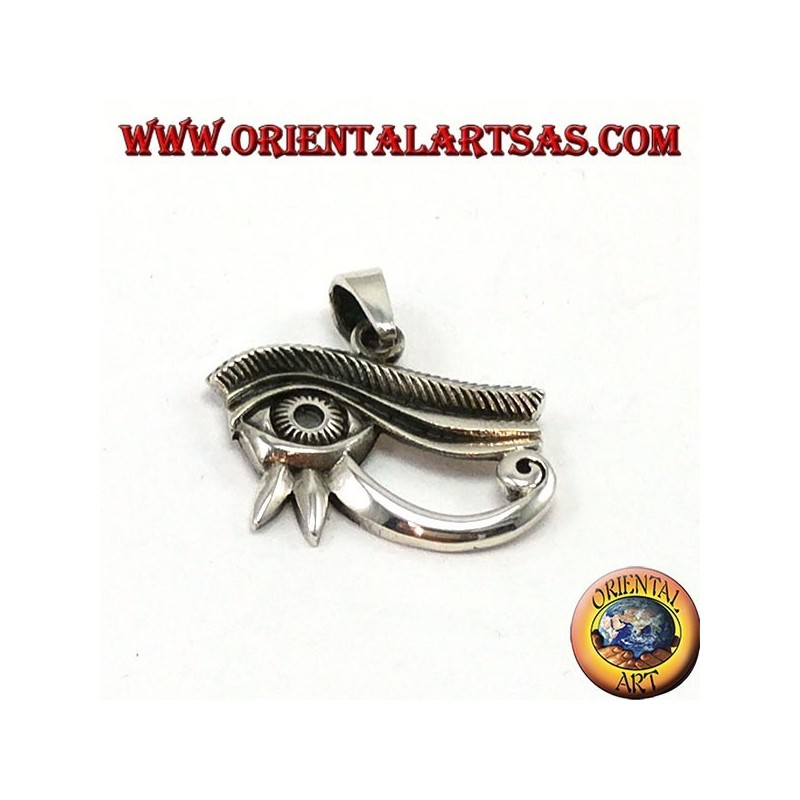 Silber Anhänger, Auge von Horus durchbohrt und eingelegt 
