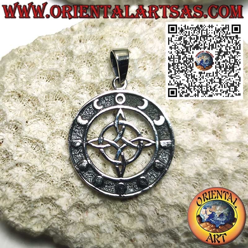 Sterling Silver Witch's Knot Pendant with Lunar Phases