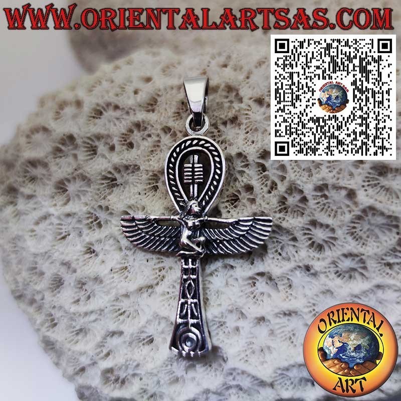 Pendentif Ankh Déesse Isis en Argent 925 - Clé de Vie Égypte