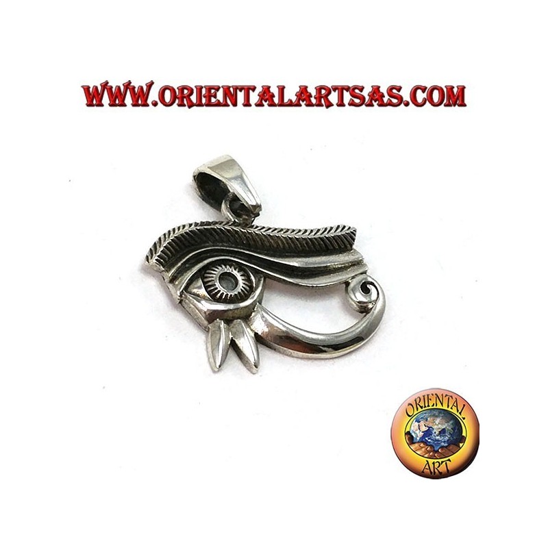 Pendentif argent, Oeil d'Horus percé et incrusté