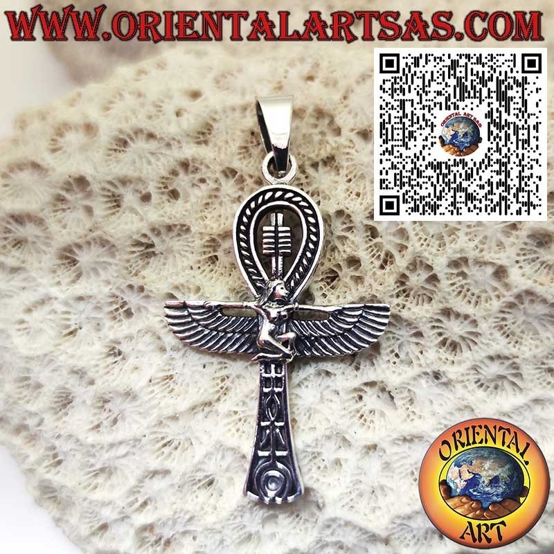 Pendentif Ankh Déesse Isis en Argent 925 - Clé de Vie Égypte