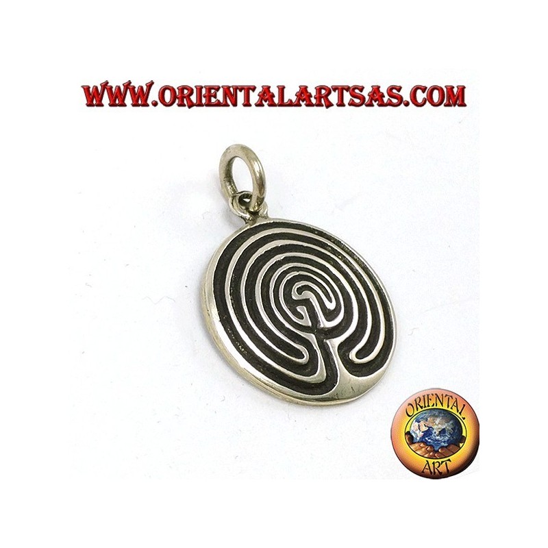 Silver pendant, labyrinth