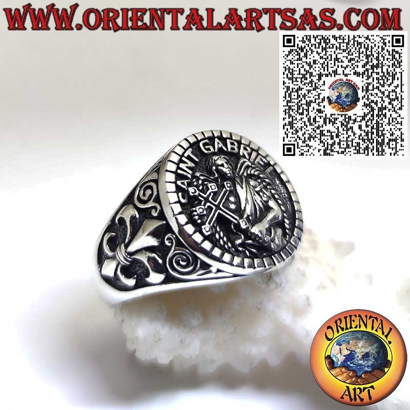 Anillo de San Gabriel en plata de ley 925– Arcángel Mensajero de Dios, Santo Patrón y Amuleto de protección