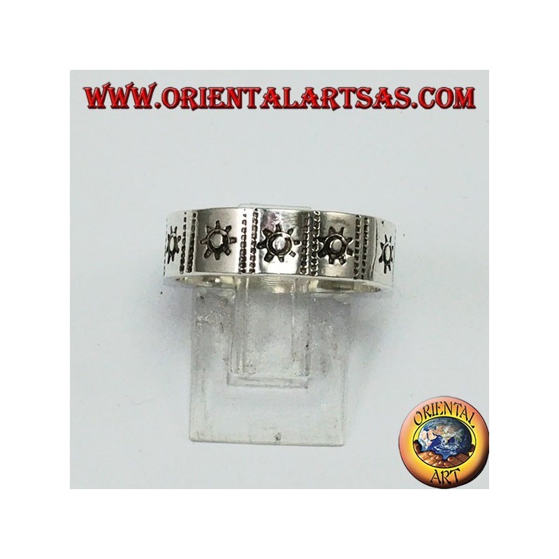 Silber Ring Rekord, mit eingelegter Sonne