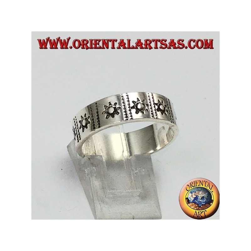 Silber Ring Rekord, mit eingelegter Sonne