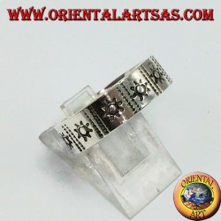 Silver glitter ring with inlaid sun