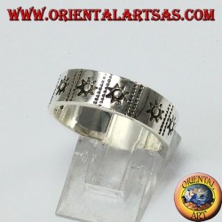 Silver glitter ring with inlaid sun