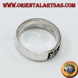 Silber Ring Rekord, mit Flachrelief Marijuanablatten