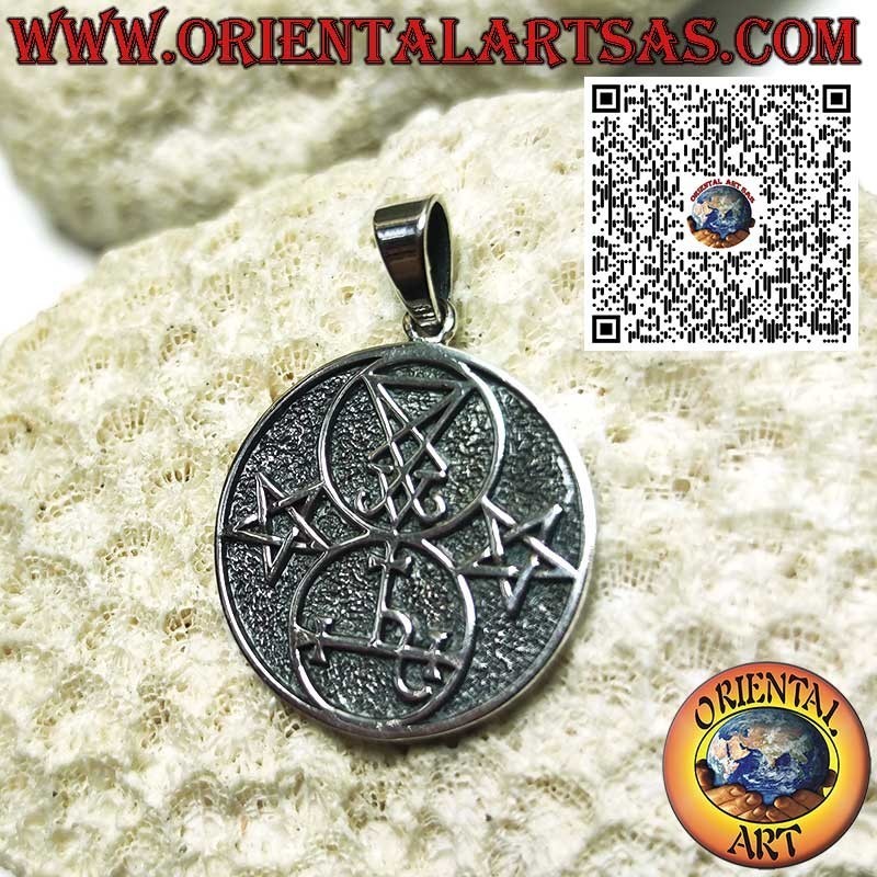 925 Silberanhänger mit Siegel von Satan und Lilith – Handgefertigter Esoterik-Schmuck
