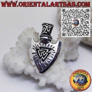 925 Silber Wikinger Pfeilspitzen-Anhänger mit Odins Dreieck und eingraviertem Vegvisir