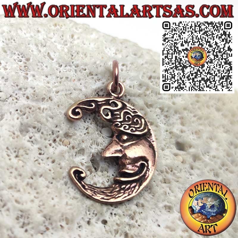Colgante de Bronce “Las Dos Caras de la Luna” – Feliz y Triste