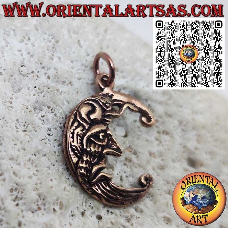 Colgante de Bronce “Las Dos Caras de la Luna” – Feliz y Triste