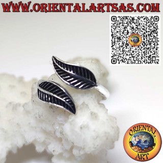 Anillo Ajustable de Plata 925 con Dos Plumas – Para Pie o Falange