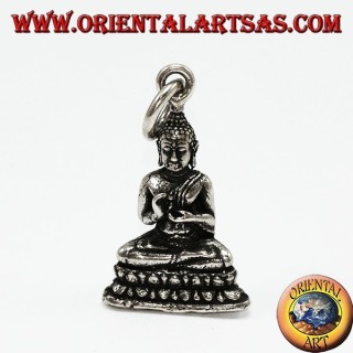 Buddha silver pendant in the position of dharmachakra mudra