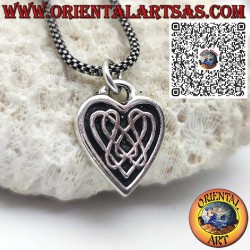 Pendentif Cœur en Argent 925 avec Nœud Celtique en Relief – Symbole d’Éternité