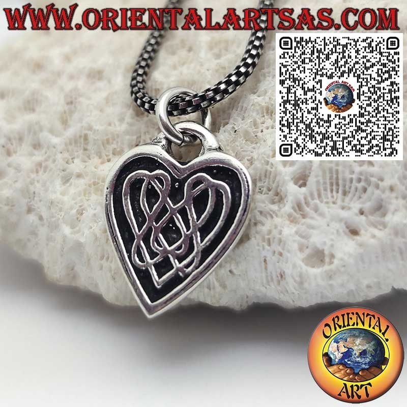 Sterling Silver Heart Pendant with Celtic Knot in Low Relief – Symbol of Eternity