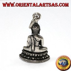 Ciondolo in argento Buddha nella posizione del dharmachakra mudra