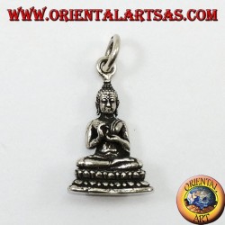 Buddha silver pendant in the position of dharmachakra mudra