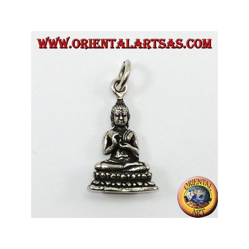 Silber Anhänger Buddha in Dharmachakra Mudra Position