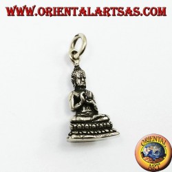 Buddha silver pendant in the position of dharmachakra mudra