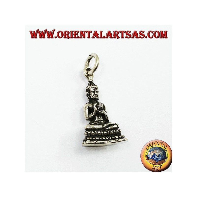 Buddha silver pendant in the position of dharmachakra mudra