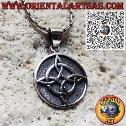 Medaglia in Argento Sterling Nodo della Strega - Simbolo di Protezione - Gioiello in Argento Massiccio