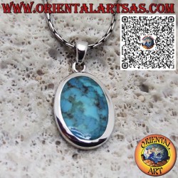 Colgante de plata con turquesa ovalada natural de Arizona