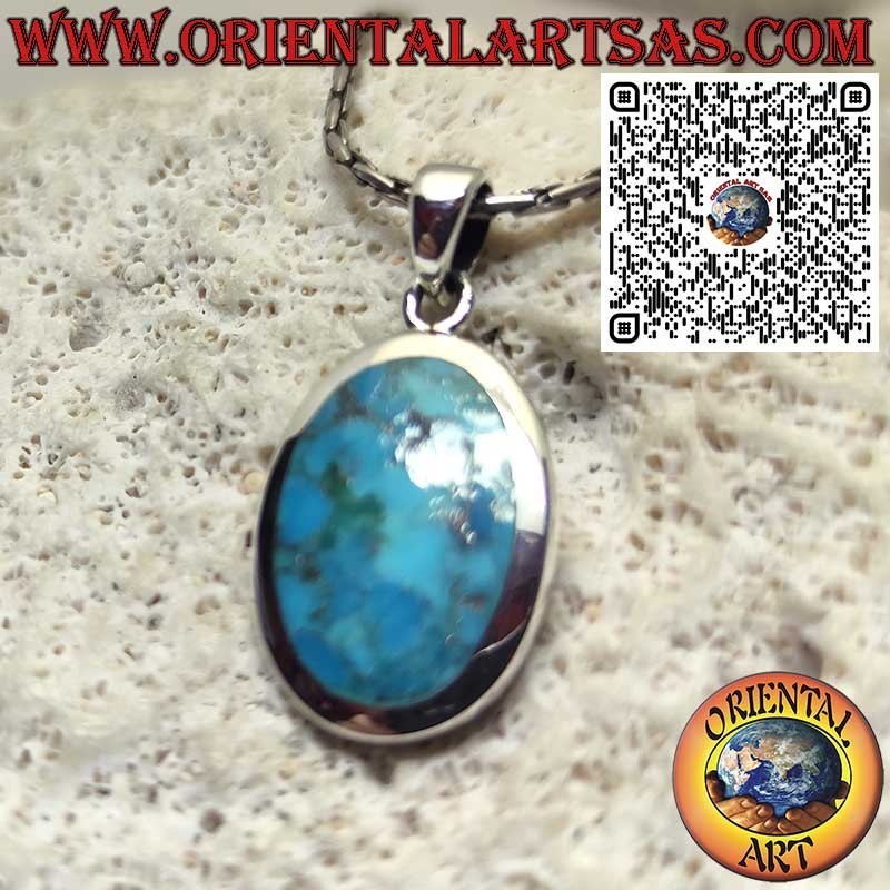 Ciondolo in Argento con Turchese Naturale dell’Arizona Ovale