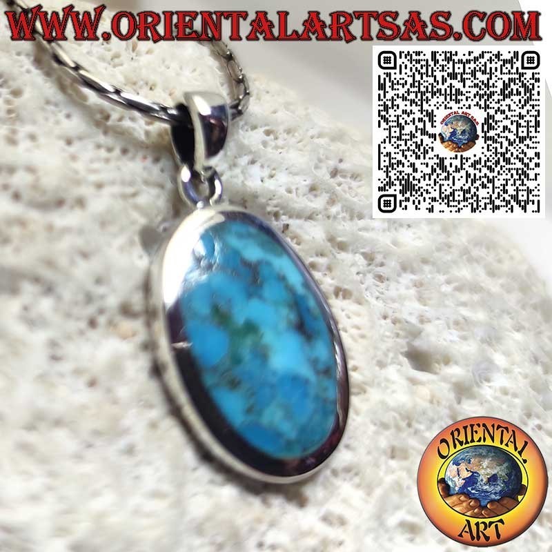Pendentif en argent avec turquoise ovale naturelle d'Arizona