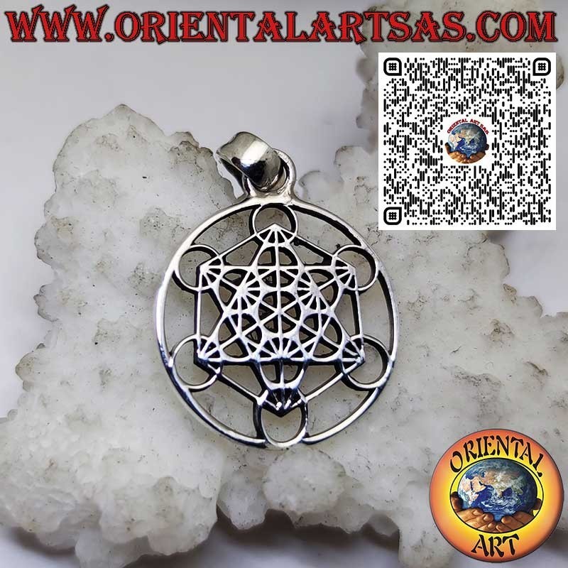 Pendentif en argent 925 – Cube de Metatron, Symbole sacré de protection et d’énergie