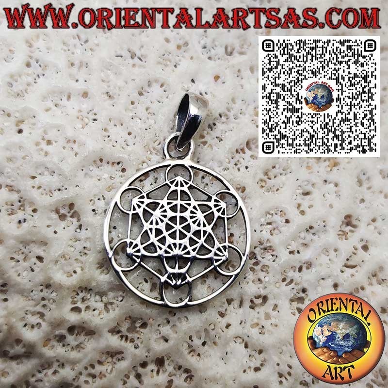 925er Silberanhänger – Metatron-Würfel, Heiliges Symbol für Schutz und Energie
