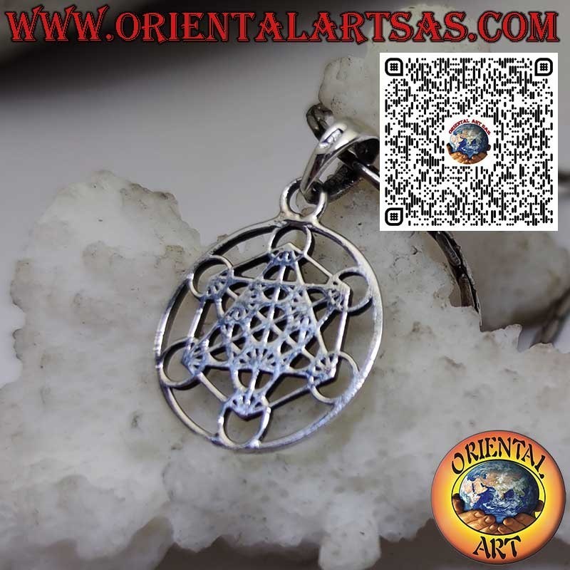 Colgante en plata de ley 925 – Cubo de Metatrón, Símbolo sagrado de protección y energía