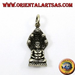 Buddha Anhänger Silber in der Dhyana Mudra Position durch die Kobra geschützt