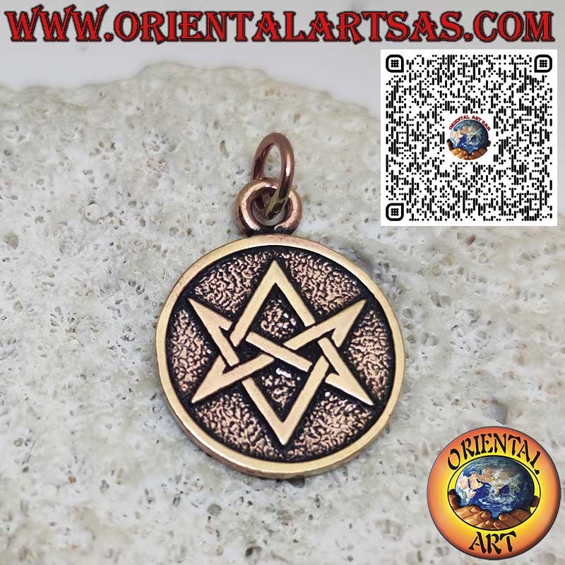Colgante de bronce – Hexagrama unicursal, Símbolo de Thelema, Amuleto esotérico