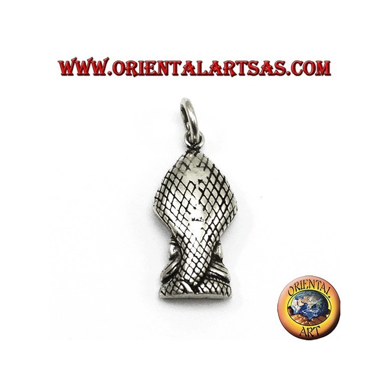 Buddha Anhänger Silber in der Dhyana Mudra Position durch die Kobra geschützt