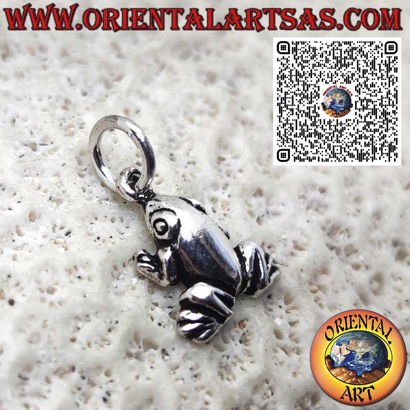 Colgante de plata de ley 925 – Pequeña rana/sapo liso, amuleto de la suerte y símbolo de transformación