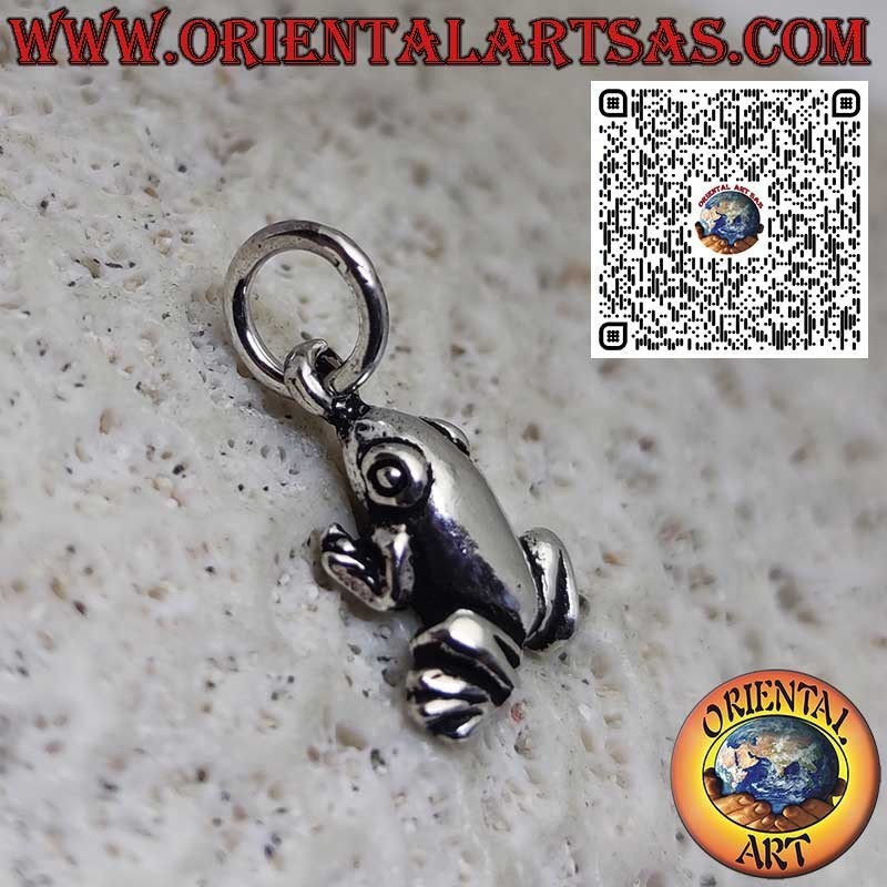 Pendentif en argent 925 – Petite grenouille/crapaud lisse, porte-bonheur et symbole de transformation