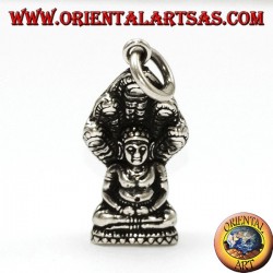Buddha Anhänger Silber in der Dhyana Mudra Position durch die Kobra geschützt