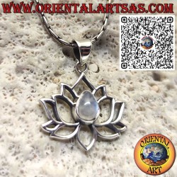 Ciondolo in argento Fiore di loto sacro Buddismo con pietra di luna