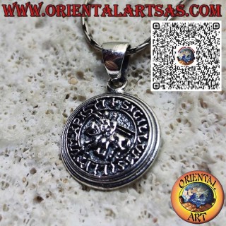 Ciondolo in argento Sigillo del Cavaliere Templare – Gioiello araldico medievale, crociate, medaglione replica templare