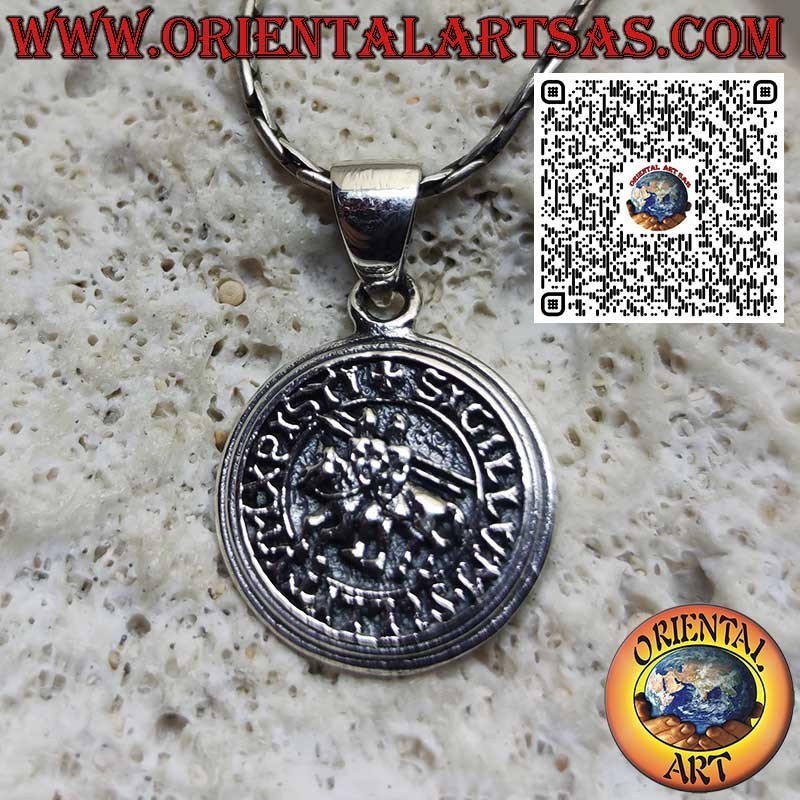Pendentif en argent – Sceau des Chevaliers Templiers, Bijou médiéval des croisades, Réplique de médaillon templier