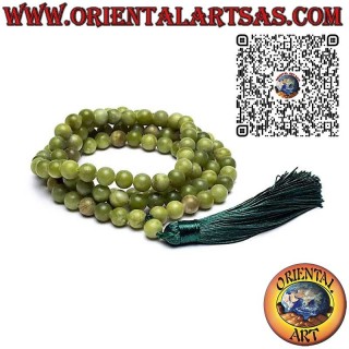 Mālā (Japamālā) rosaire bouddhiste en jade Xinyi naturel – 108 perles de 9 mm